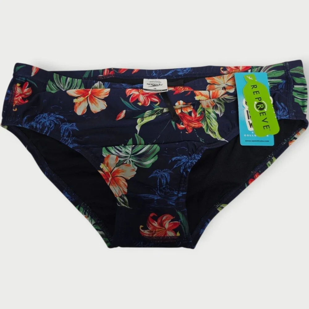 NEW Speedo Eco Endurance Brief Island Vision Size 38 Tropical Floral NWT Tags